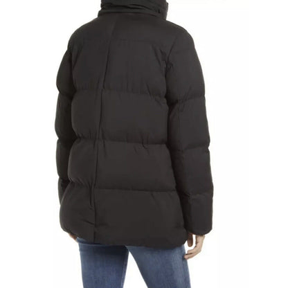 Sam Edelman Faux Fur Trimmed Hooded Zip Front Puffy Parka Size Medium Black NWT
