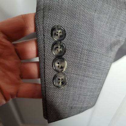 Hart Schaffner Marx 2 Button Windowpane Blazer 100% Worsted Wool Gray 38L