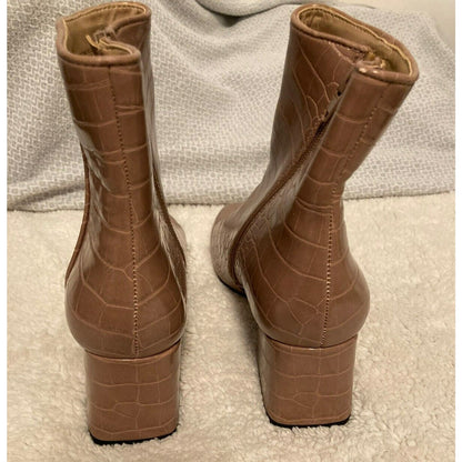 Steve Madden Womens DARMA-P Animal Print Block Heel Ankle Boots 7M TAUPE NWT