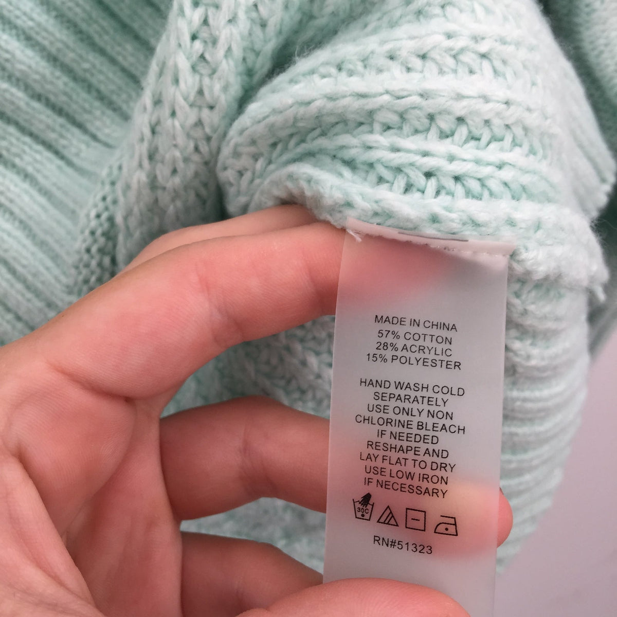 Vince Camuto Pullover Sweater 3/4 Sleeve Mock Neck Mint Green Solid Size Medium