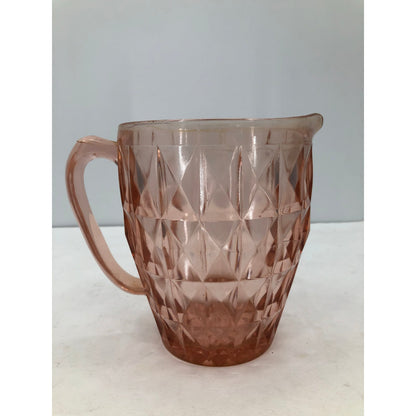 Jeannette Glass WINDSOR DIAMOND Pink Pitcher 52 oz Depression Glass VINTAGE