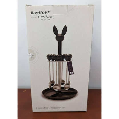 BergHOFF Lover By Lover 7Pc Stainless Steel Coffee Spoon Set Black with Stand