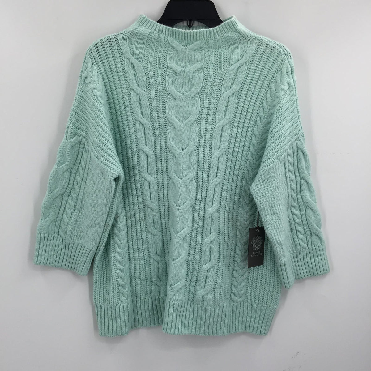 Vince Camuto Pullover Sweater 3/4 Sleeve Mock Neck Mint Green Solid Size Medium