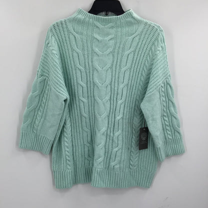 Vince Camuto Pullover Sweater 3/4 Sleeve Mock Neck Mint Green Solid Size Medium