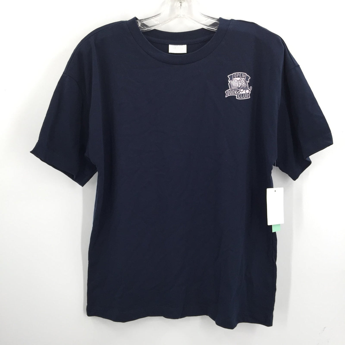 Abound Women's Club Open Book Graphic Crew Neck T Shirt Blue Size Small NWT