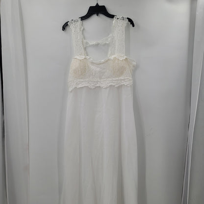 Vicky & Lucas Sleeveless Square Neck Backless Maxi Dress Lace Front White Large