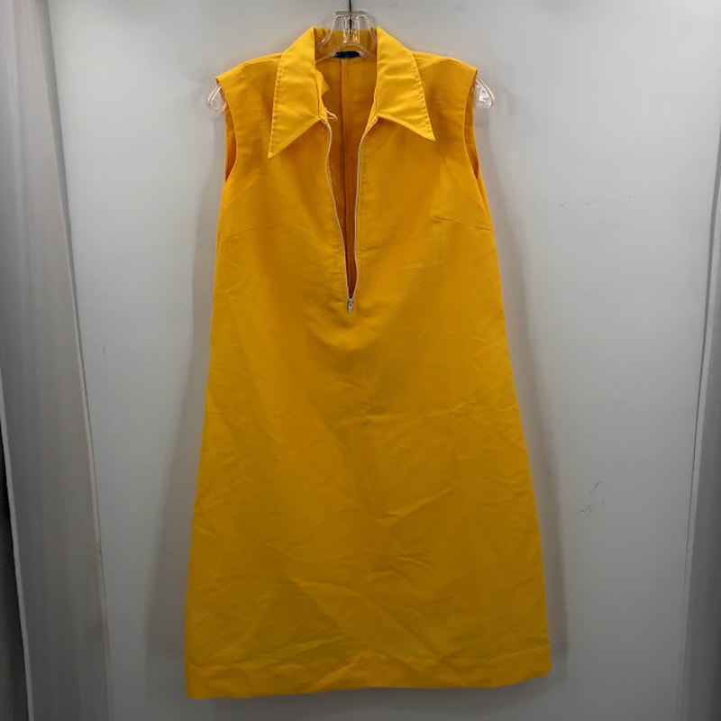 Vintage yellow dress sleeveless Bright Medium / Large ship & shore textured