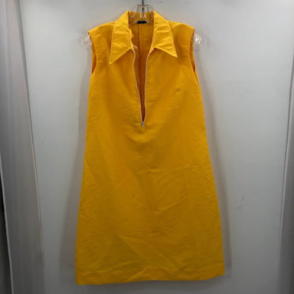 Vintage yellow dress sleeveless Bright Medium / Large ship & shore textured