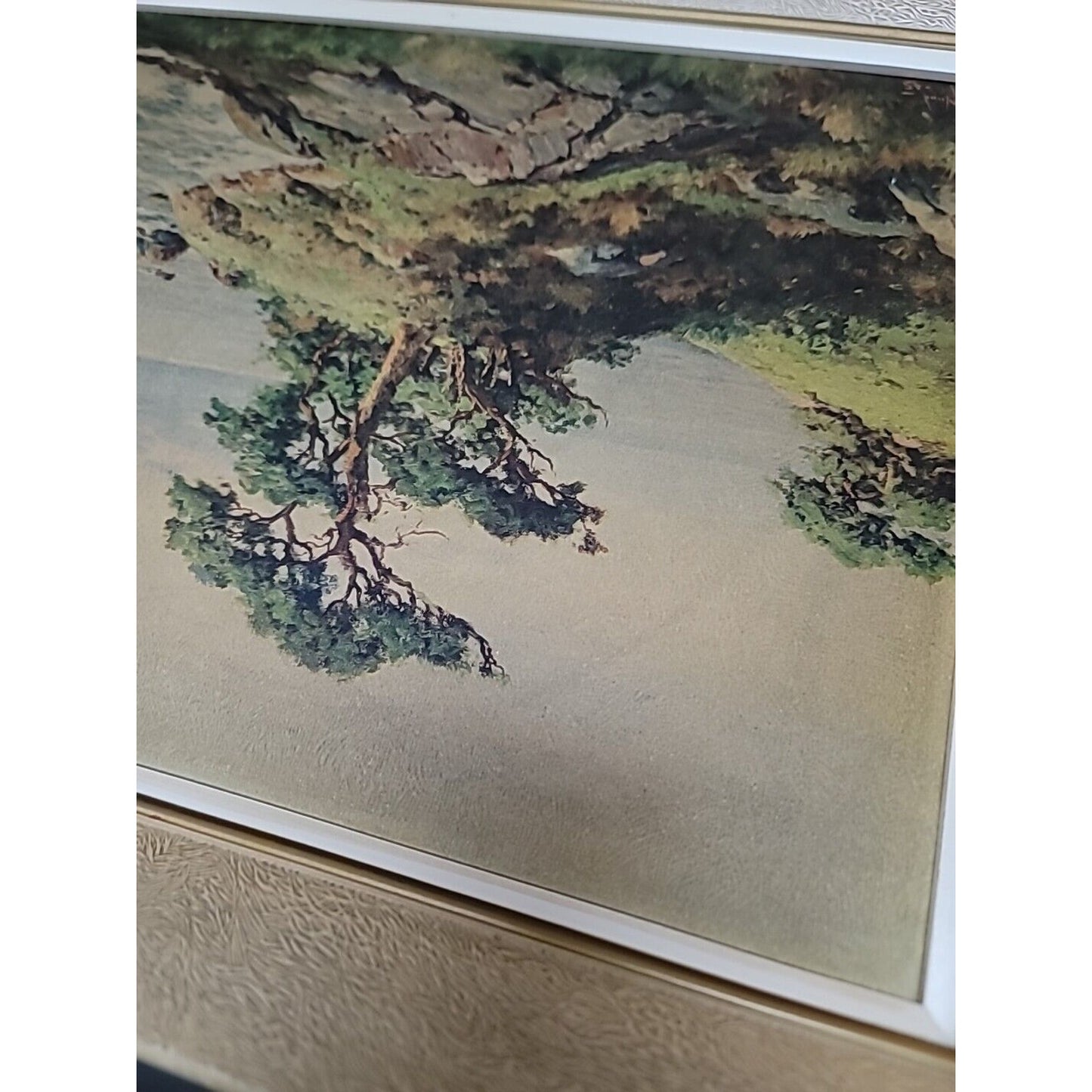 Robert Wood "Pacific Coast" Vintage WOOD Framed Reproduction Print 16" X 16" mCM