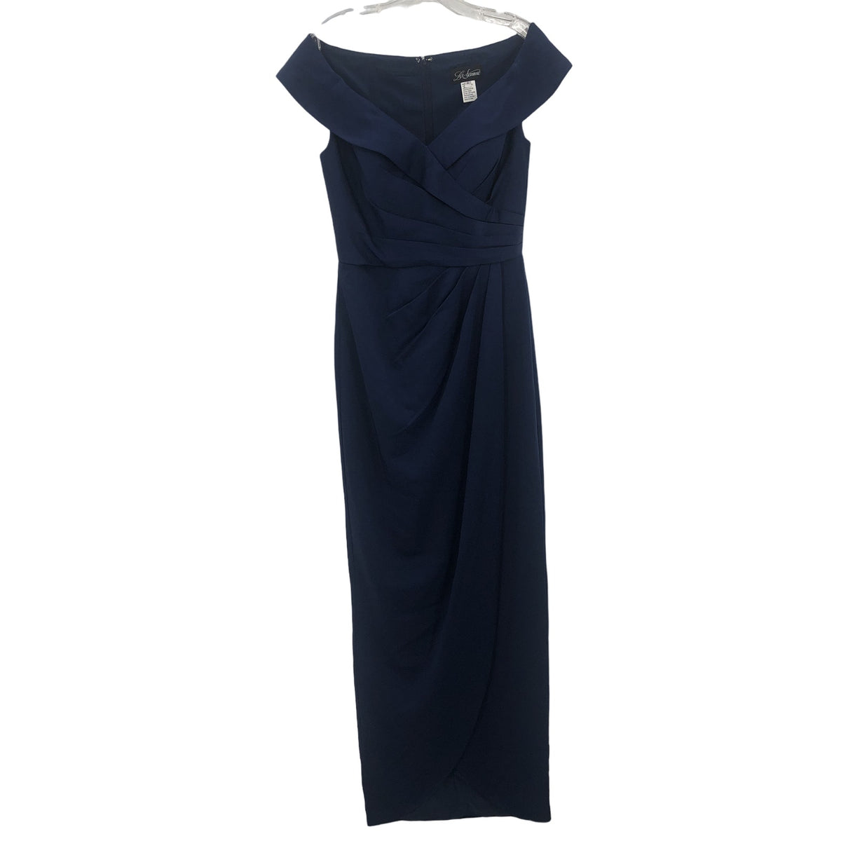 La Femme 25206 Wrap V-Neck Side Slit Maxi Dress Sleeveless Navy Blue Size 4