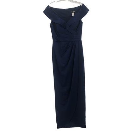La Femme 25206 Wrap V-Neck Side Slit Maxi Dress Sleeveless Navy Blue Size 4