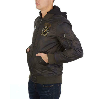Xray Flight Patch Hooded Jacket Long Sleeve Front Zip Closure Ribbed Cuff Medium