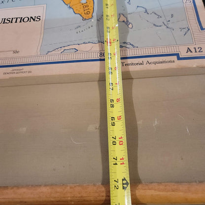 1960s Denoyer Geppert  School Wall Rollup Map Territorial Acquisitions 2 in 1