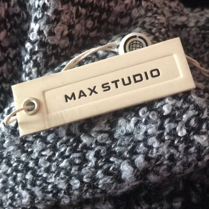 Max Studio Black Grey Marled Knit Frayed Sweater Size XSmall