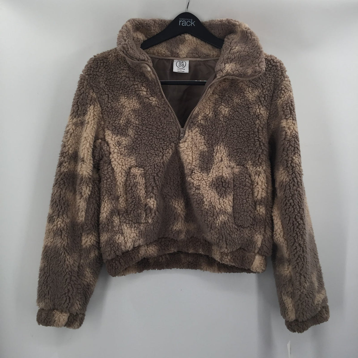 Sage Collective Jet Setter Two-Tone Faux 1/4 Zip Pullover Shearling Jacket Small
