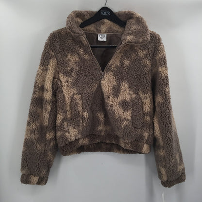 Sage Collective Jet Setter Two-Tone Faux 1/4 Zip Pullover Shearling Jacket Small