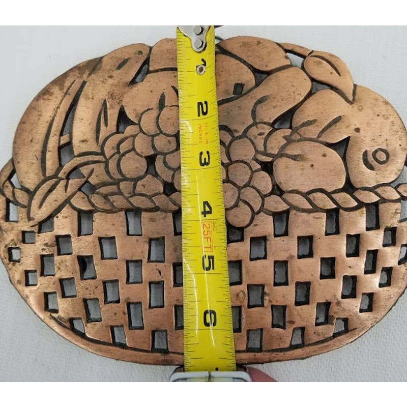 Lot of 3 Vintage Coppertone Iron Kitchen Trivets Pig Basket Kettle Teapot Footed
