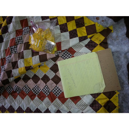 Vintage Blanket Quilt Bedspread Unfinished Patchwork 1970s granny square