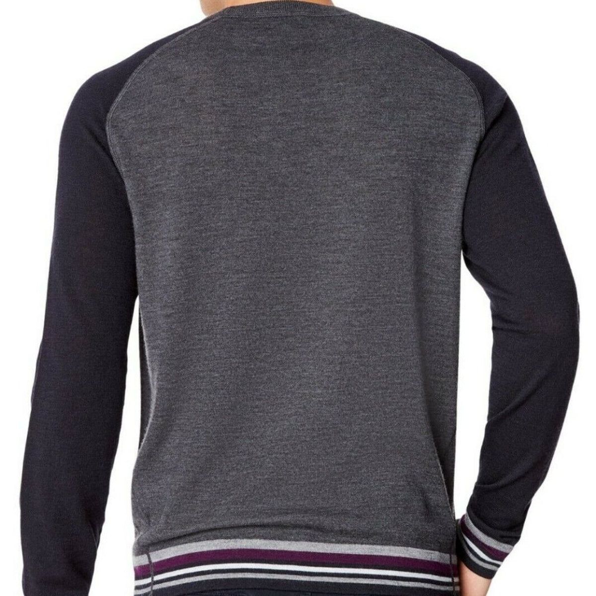 Good Man Brand Pullover Sweater Long Sleeves Crew Neck Colorblock Gray Black XL