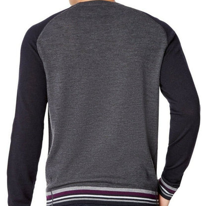 Good Man Brand Pullover Sweater Long Sleeves Crew Neck Colorblock Gray Black XL