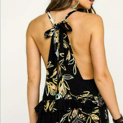 All in Favor Simone Floral Wrap Minidress Green Daisy Size XS new summer