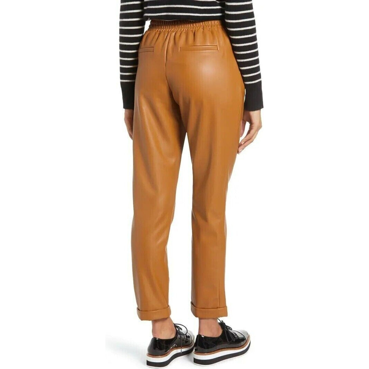 Halogen Atlantic Pacific Faux Leather Pull On Pants Size XXL/2X Camel Brown NWT