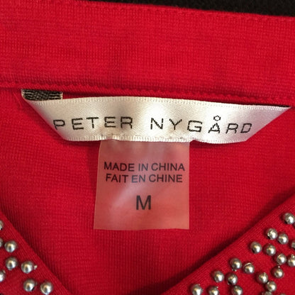 Peter Nygard NEW Womens Red Beaded 3/4 Sleeve Top Size Medium
