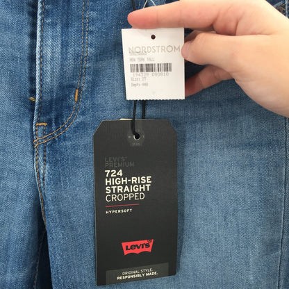 Levi's Premium 724 High Rise Straight Cropped Jeans Zip Fly Blue Size 27