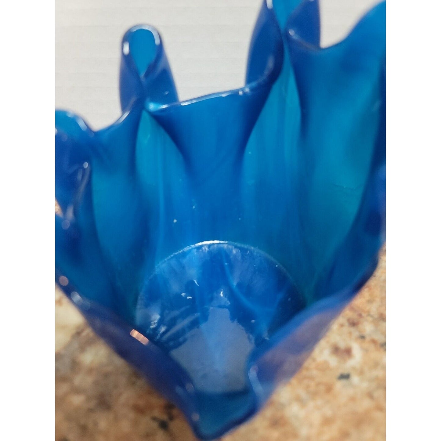 SLAG glass endday Blue Wispy Vase Candle Reusable napkinfold HalfCandle HANDMade