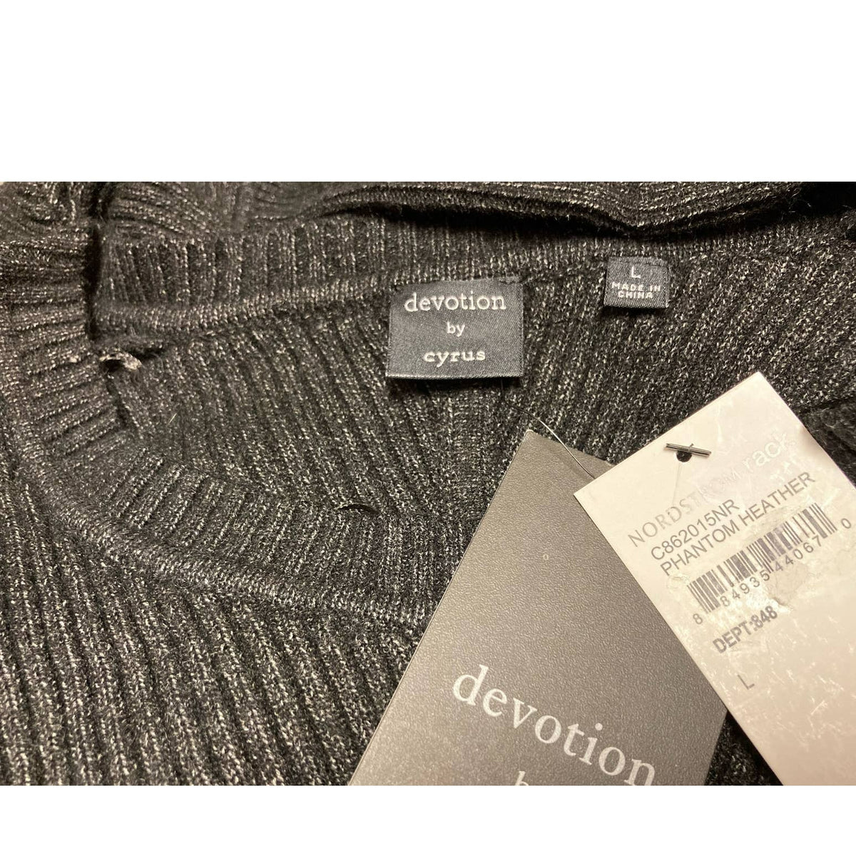 Devotion by Cyrus Pullover Sweater Large Phantom Heather NEW Boat Neck Dolman