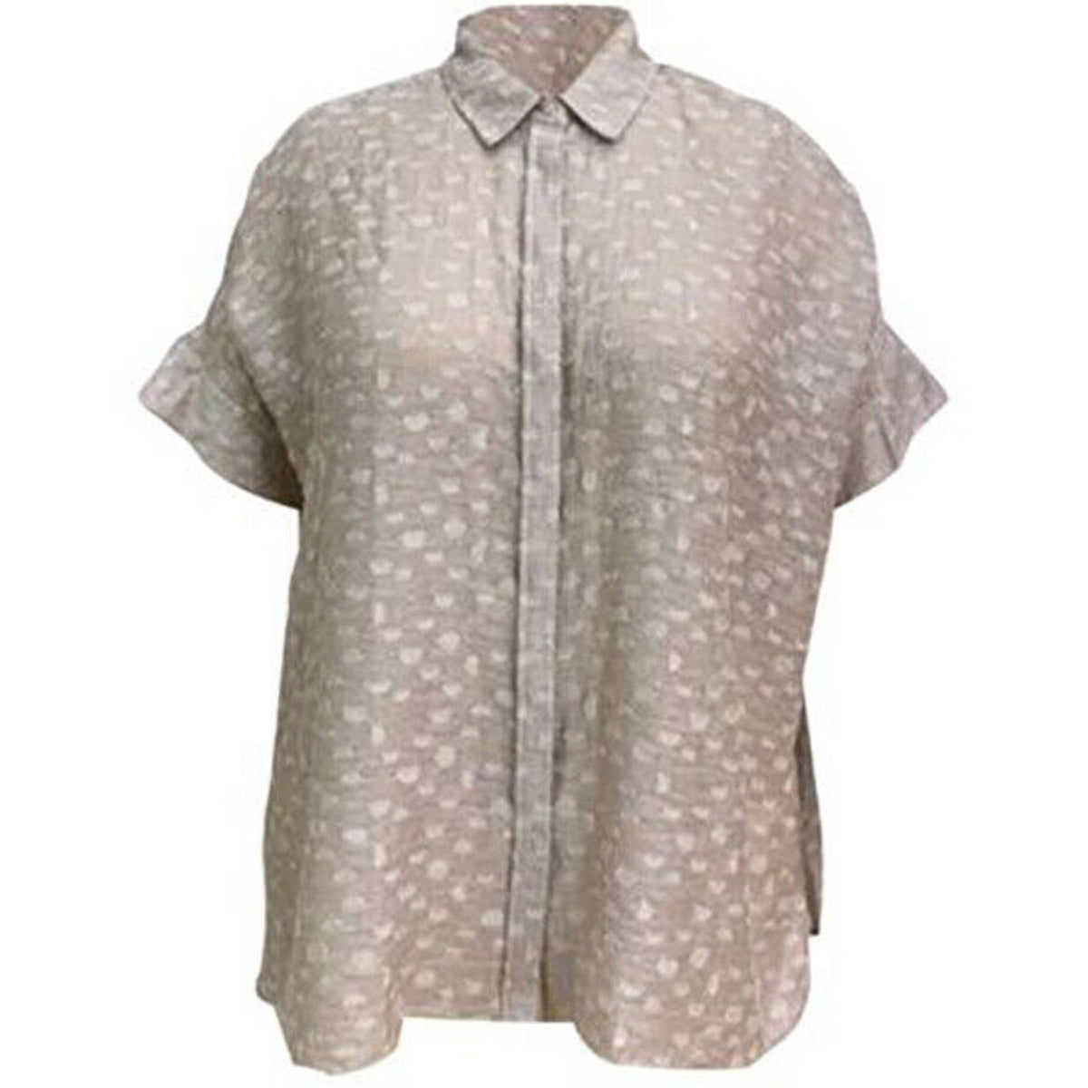 Alfani Casual Textured PleatedBack Blouse French Stone Cap Sleeve Collar Neck 2X