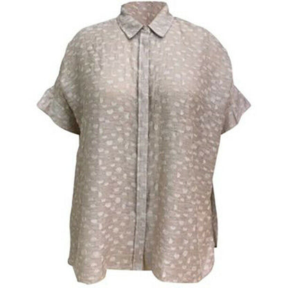 Alfani Casual Textured PleatedBack Blouse French Stone Cap Sleeve Collar Neck 2X