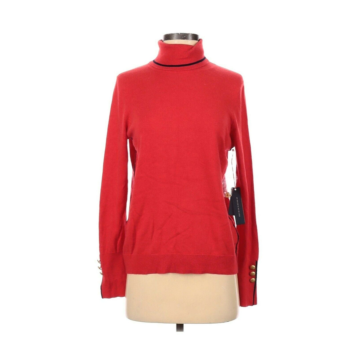 Court & Rowe Turtleneck Sweater Pullover Long Sleeve Ribbed Hem Red Size Small