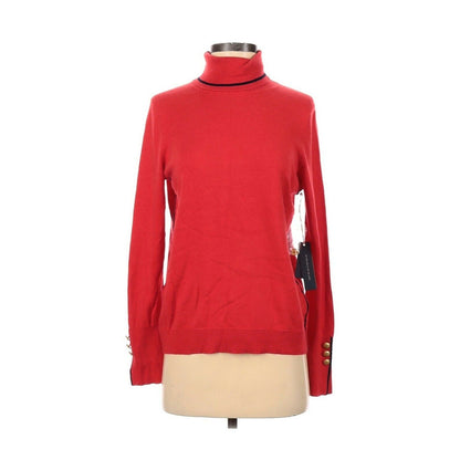 Court & Rowe Turtleneck Sweater Pullover Long Sleeve Ribbed Hem Red Size Small