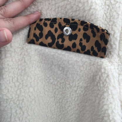 Row A Lyla Leopard Print Quarter Zip Pullover Sweatshirt Fleece Size Small