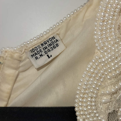 Lawrence Kazar N.Y. beaded Gown Mother in Law Wedding Dress Large Vintage Cream