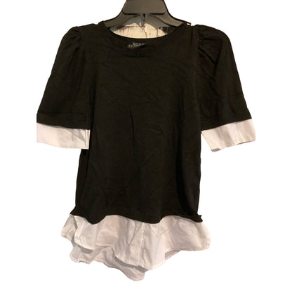 Laundry by Shelli Segal Twofer Sweater Top Medium Black & White NEW Puff Sleeve