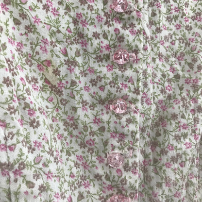 VINTAGE prairie farm Floral Pleated Button Shift Dress Long Sleeve cottage Large