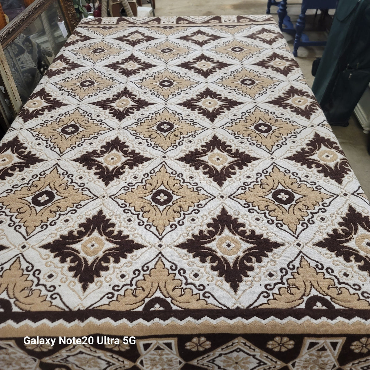 Blanket artisan 88"x90" Brown Cream Tassel Diamond Woven boho tribal Thick Queen
