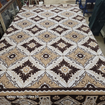 Blanket artisan 88"x90" Brown Cream Tassel Diamond Woven boho tribal Thick Queen