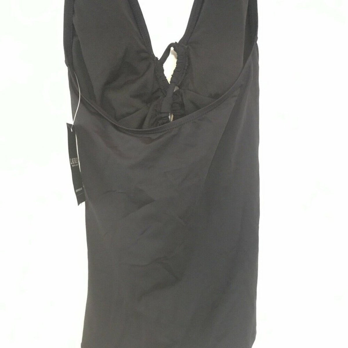 Ralph Lauren NEW Halter Front Keyhole Swimsuit Tankini Solid Black Size 4
