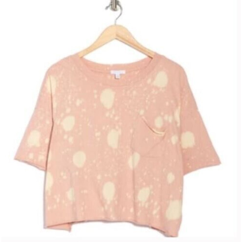 Abound Tie Dye Crop Cotton Knit Tee Shirt with Front Pocket Size Small Coral NWT