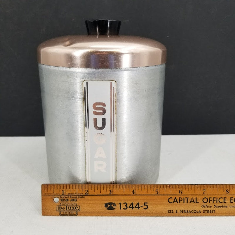 Vintage Maid of Honor silver metal copper top Canister Set Flour Sugar Coffee