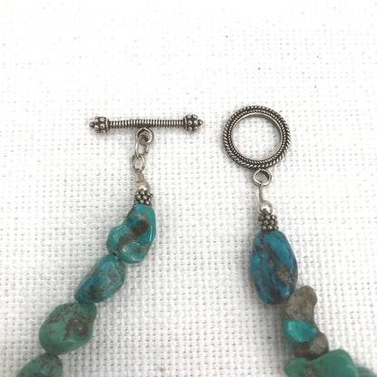 Vintage Turquoise Black Pendants & Stone Necklace Toggle Clasp single strand