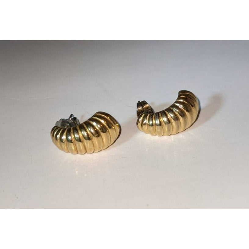 Vintage Golden Textured Wrap Around Post Under Earlobe Earrings
