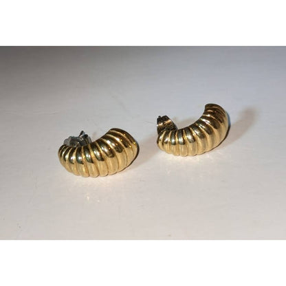 Vintage Golden Textured Wrap Around Post Under Earlobe Earrings