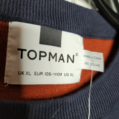 Topman Double Knit Classic Fit Cotton Blend Sweater Navy Blue Size X-Large