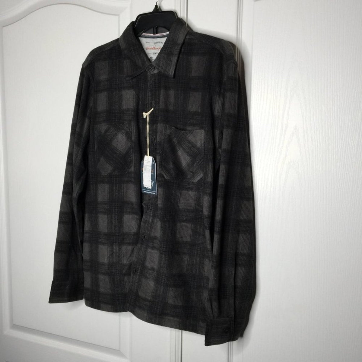 NWT Weatherproof Gray Plaid Shirt Jacket Long Sleeves Size Medium
