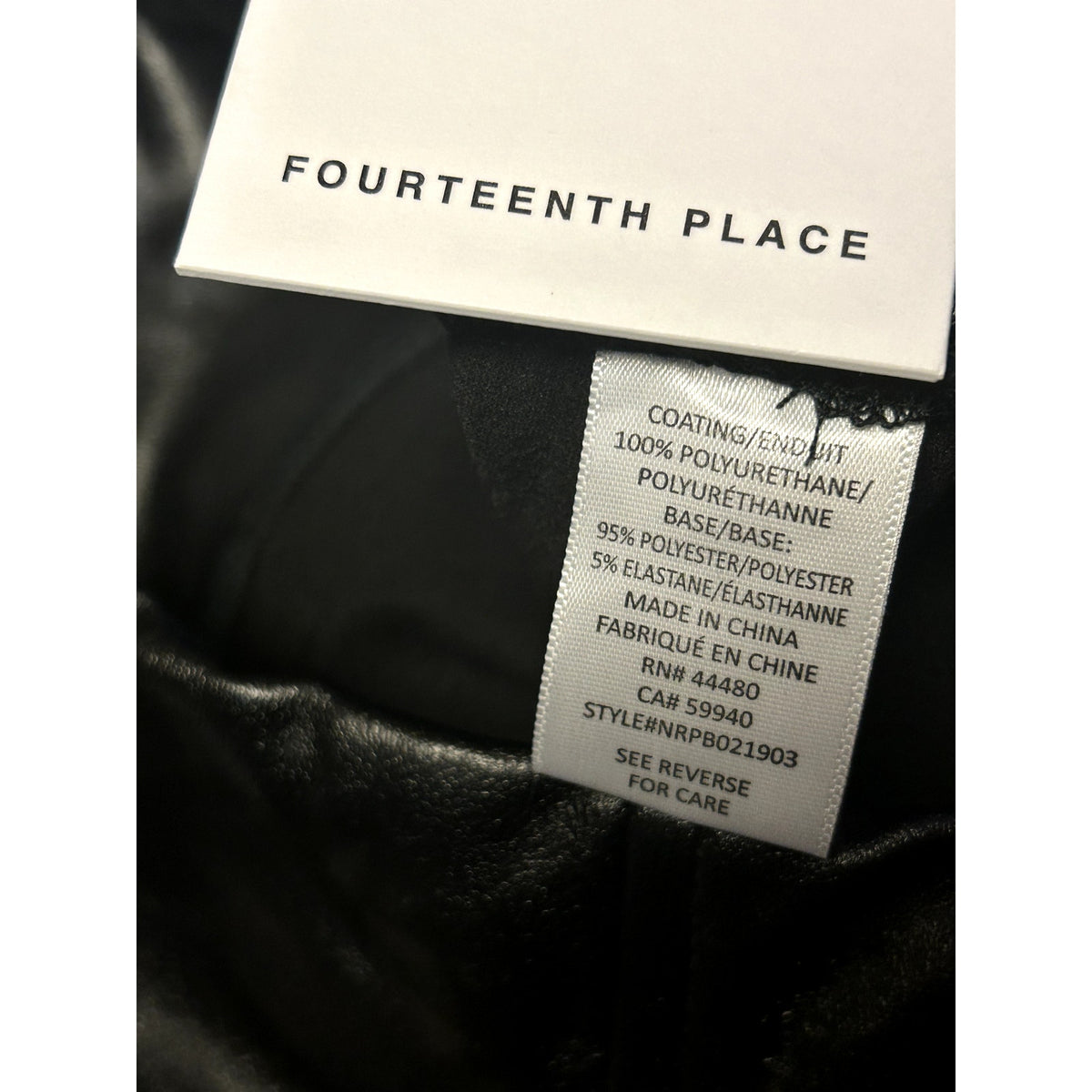 Fourteenth Place NWT Faux Black Leather Legging  Pant High Rise Wide Size 4X