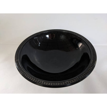 Vintage Black 3.5" x 7" Amethyst Obsidian Round footed pedestal bowl candy dish